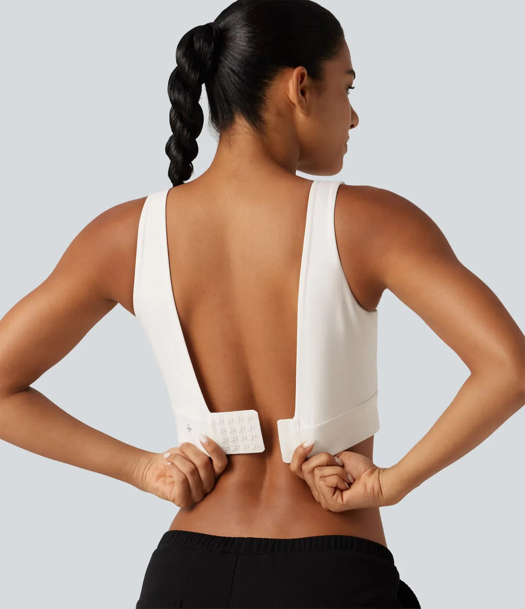 Lyckera UltraSculpt medium stöd rygglös justerbar spänne inbyggd BH träningssport-BH DD-F-kupor