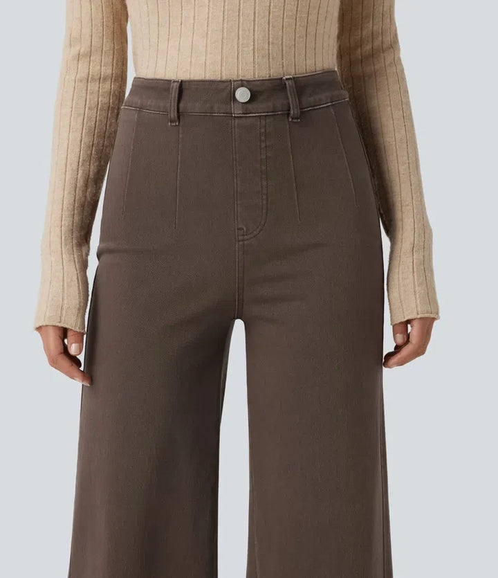 Halara Flex med hög midja och magkontroll vida ben färgglad vardagsjeans med fickor