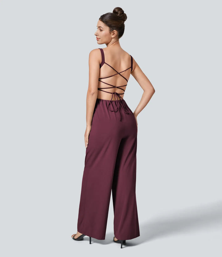 Breezeful spets upp ficka snabbtorkande vardaglig jumpsuit