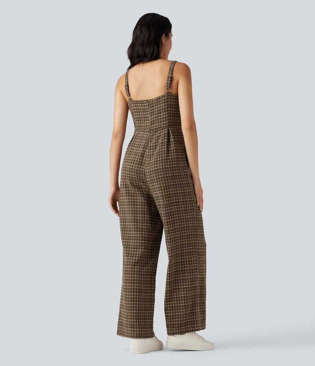 Rutig vardaglig jumpsuit med fickor