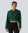 Med huva nedhasad axel croppad avslappnad vardaglig sweatshirt