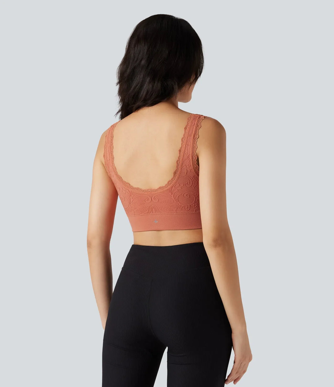 OneForm sömlös följsam lätt stöd U-ringning spets sport-bh för yoga