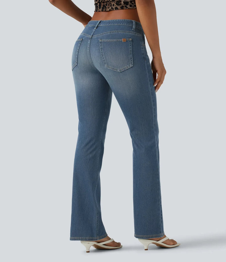 Lyckera Flex låg midja tvättad bootcut vardagsjeans med fickor