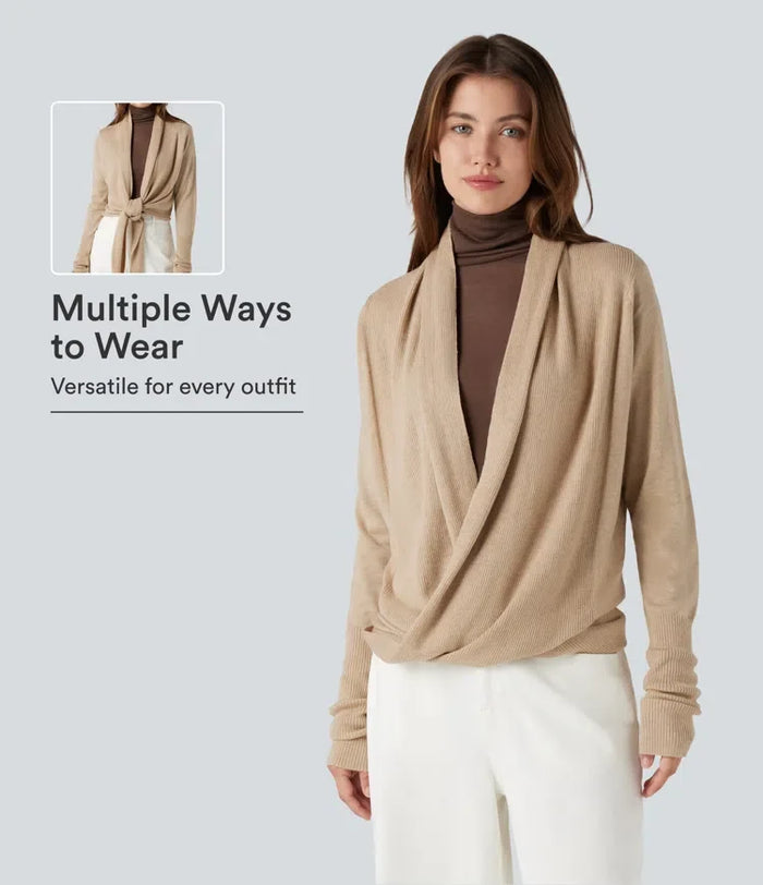 Långärmad omlott vardaglig cardigan