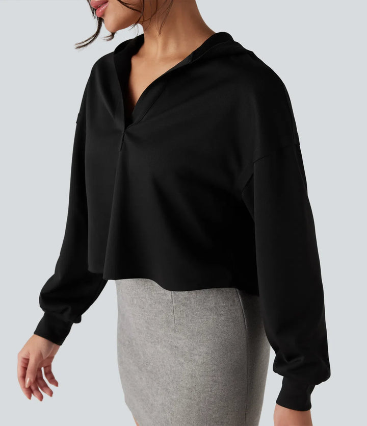 Med huva långärmad avslappnad vardaglig sweatshirt