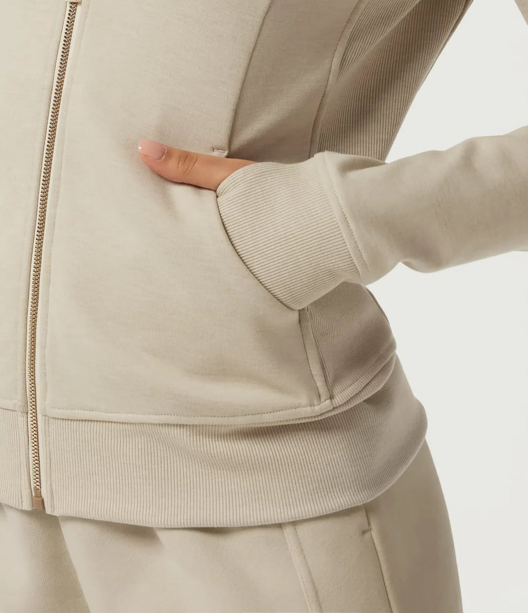 Med huva lång raglanärm fleece träning sweatshirt med fickor och tumhål
