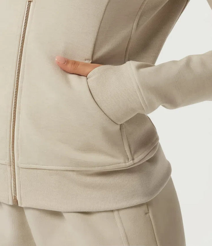 Med huva lång raglanärm fleece träning sweatshirt med fickor och tumhål