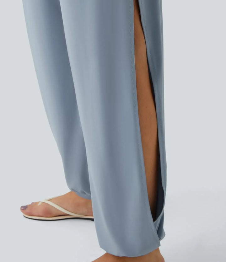 Ärmlös knytning i ryggen bältad ficka skuren-ut InstantCool jumpsuit-UPF50+