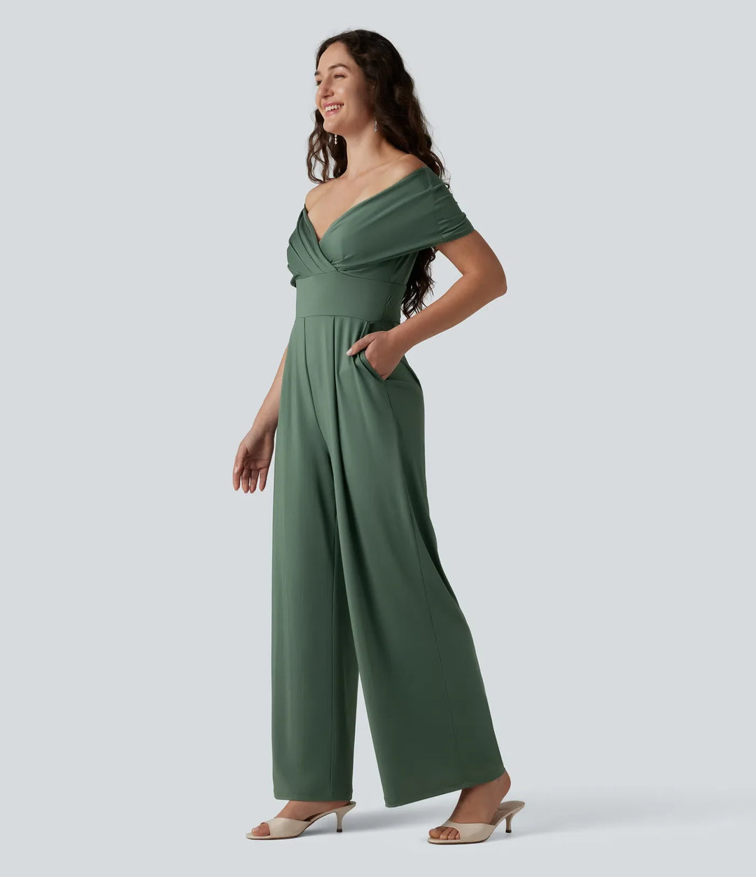 Bara axlar kortärmad inbyggd BH vardaglig jumpsuit med fickor-Easy Peezy Edition