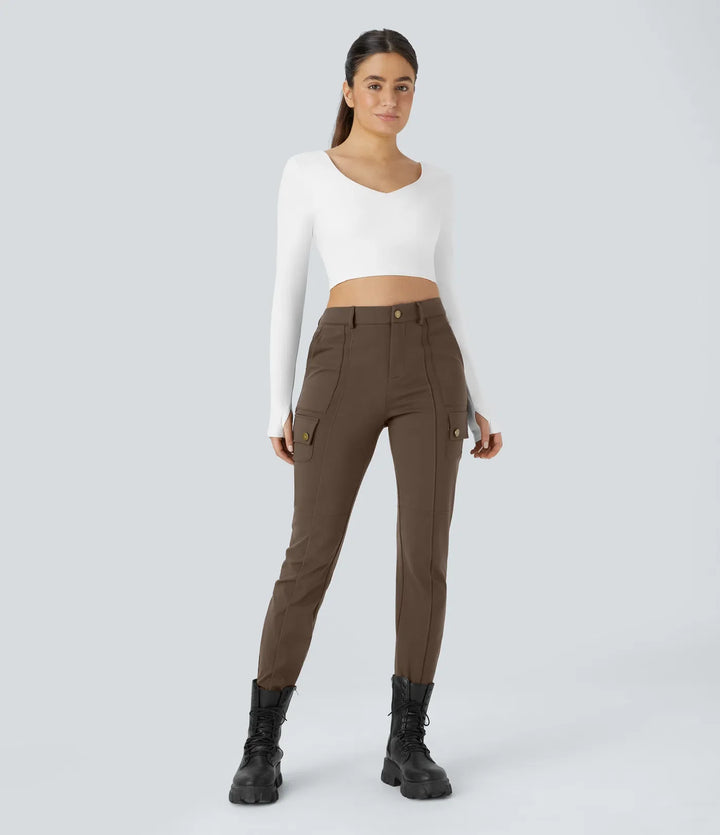 DayStretch högmidjad dragkedja fickor enfärgad skinny cargo byxor