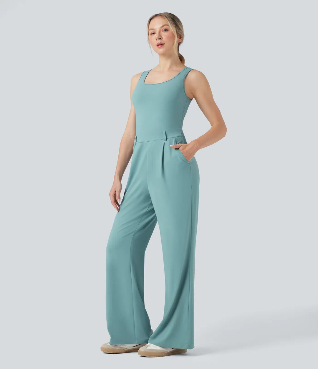 Crossover vardaglig jumpsuit med fickor-Easy Peezy Edition