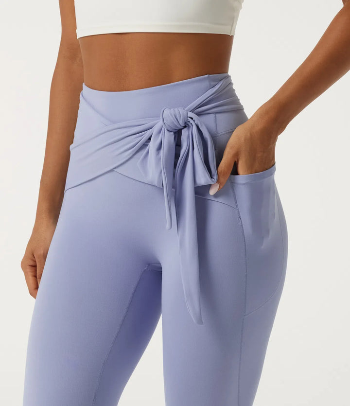 SoftlyZero högmidjad knytning fram yogaleggings med fickor