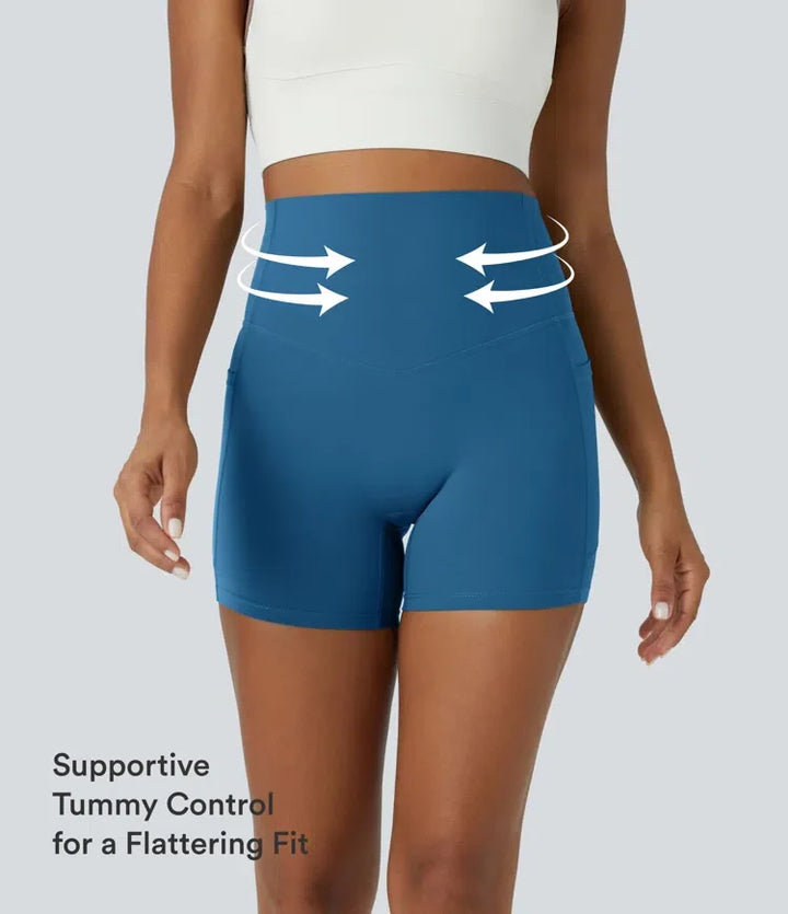 Lyckera UltraSculpt högmidjad magkontroll sidoficka formande träning bikershorts 5&