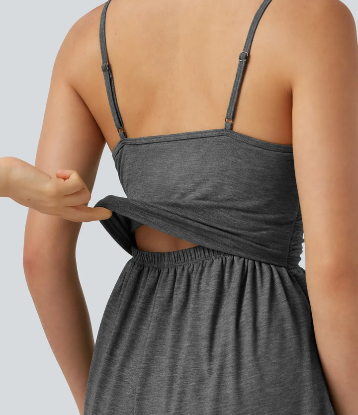 Inbyggd BH rynkat 2-i-1 melerad vardaglig playsuit med fickor-Easy Peezy Edition