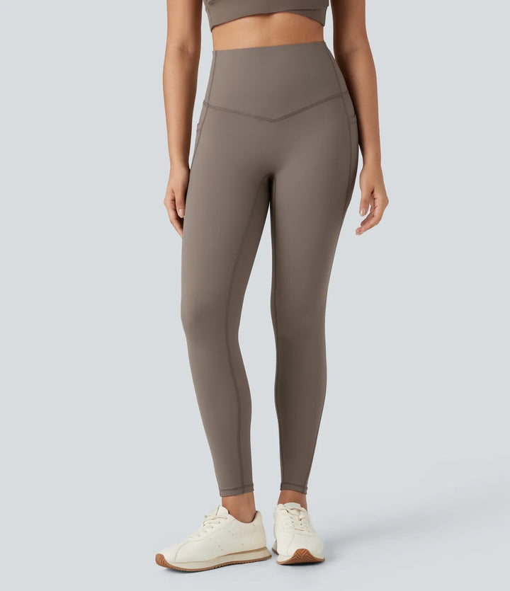 Halara Ultrasculpt Heat med hög midja och magkontroll fleece yogaleggings med fickor