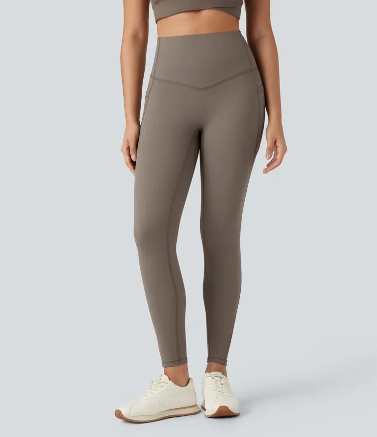 Lyckera UltraSculpt Heat högmidjad magkontroll fleece yogaleggings med fickor