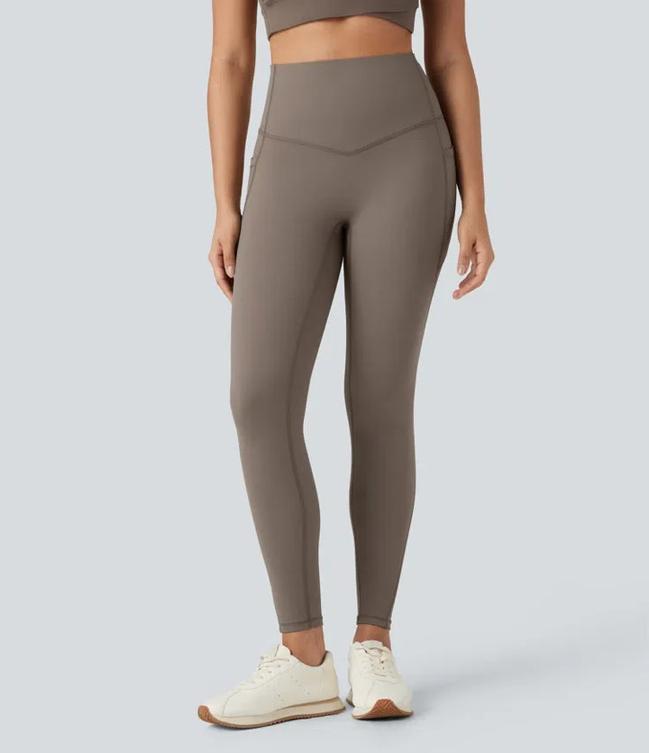 Lyckera UltraSculpt Heat högmidjad magkontroll fleece yogaleggings med fickor