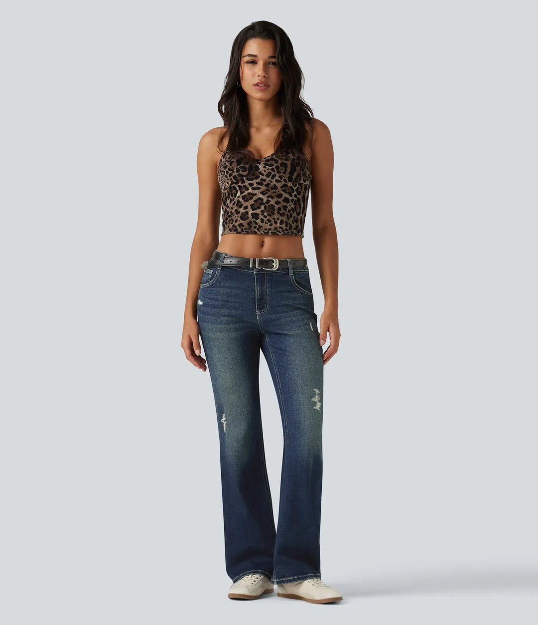 Låg midja bootcut vardaglig bomull jeans med fickor