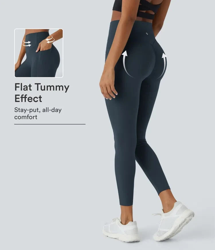 Halara UltraSculpt med hög midja scrunch-effekt rumplyftande magkontroll ficka formande träningsleggings