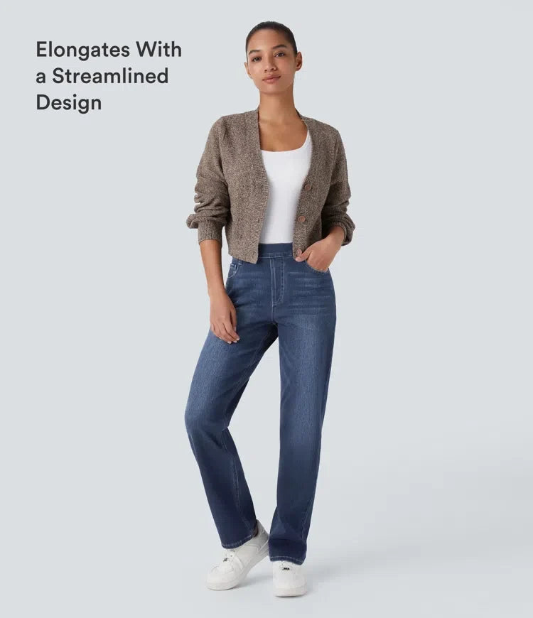 Halara Flex med hög midja och fickor raka ben tvättad vardagsjeans