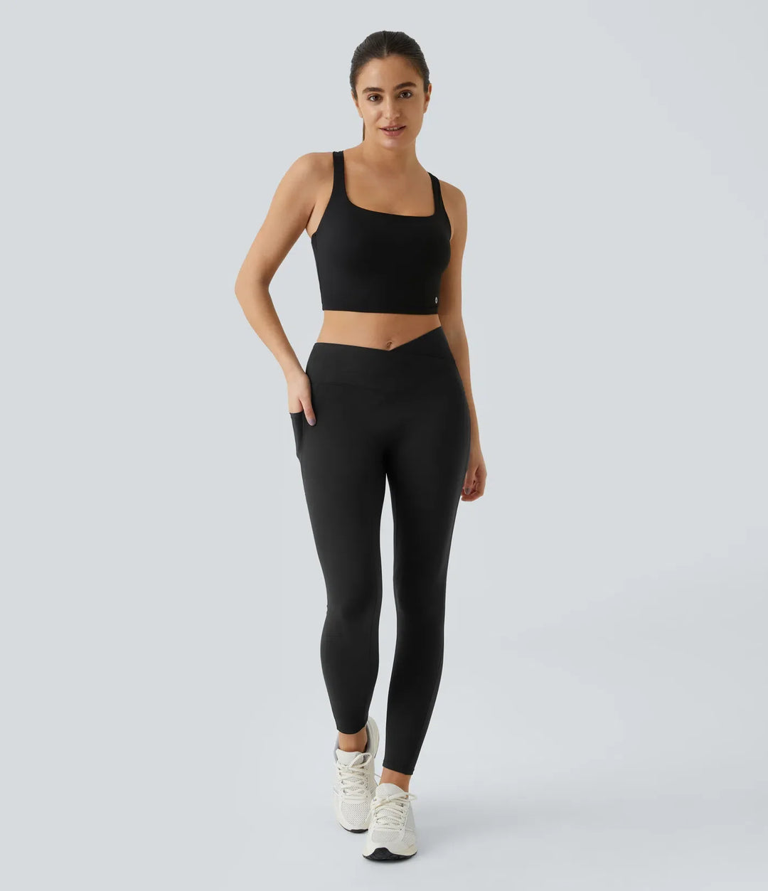 Patitoff 2.0 motståndskraftig mot djurhår med hög midja omlott sidoficka yogaleggings