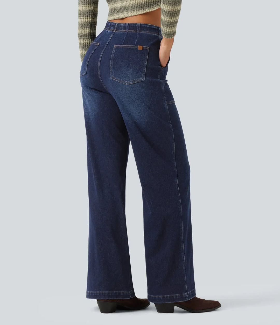 Lyckera Flex högmidjad jeans med vida ben med fickor