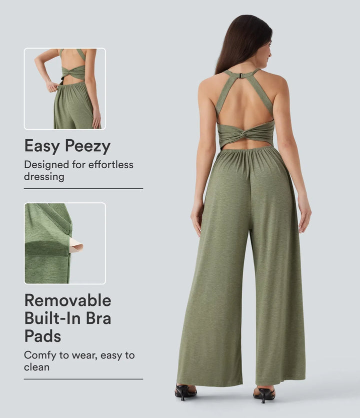 Inbyggd BH vida ben vardaglig jumpsuit med fickor-Easy Peezy Edition
