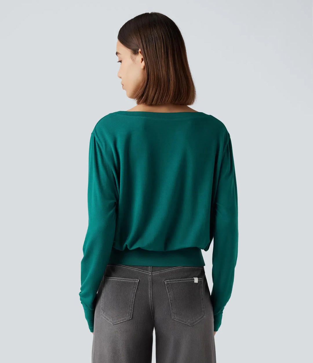 V-ringad långärmad vardaglig sweatshirt