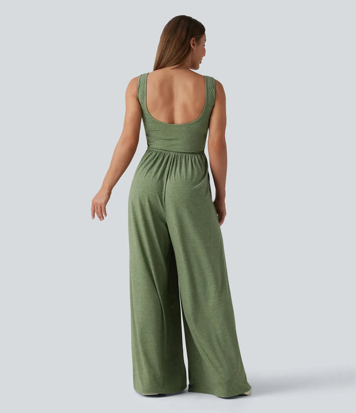U-ringad vida ben vardaglig jumpsuit med fickor-Easy Peezy Edition