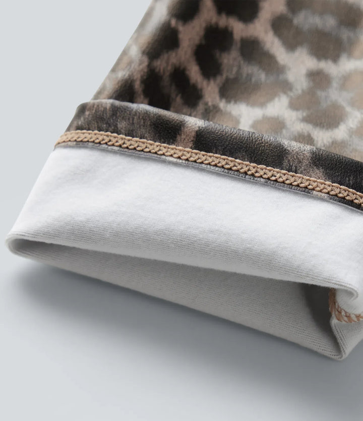 Med hög midja och magkontroll stretchig PU leopardmönstrad smal vardagsleggings med fickor
