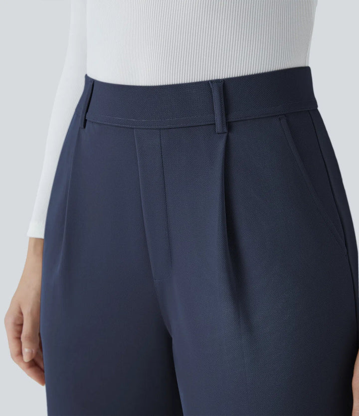 Halara Flex med hög midja och ficka raka ben crêpe kontorsbyxor