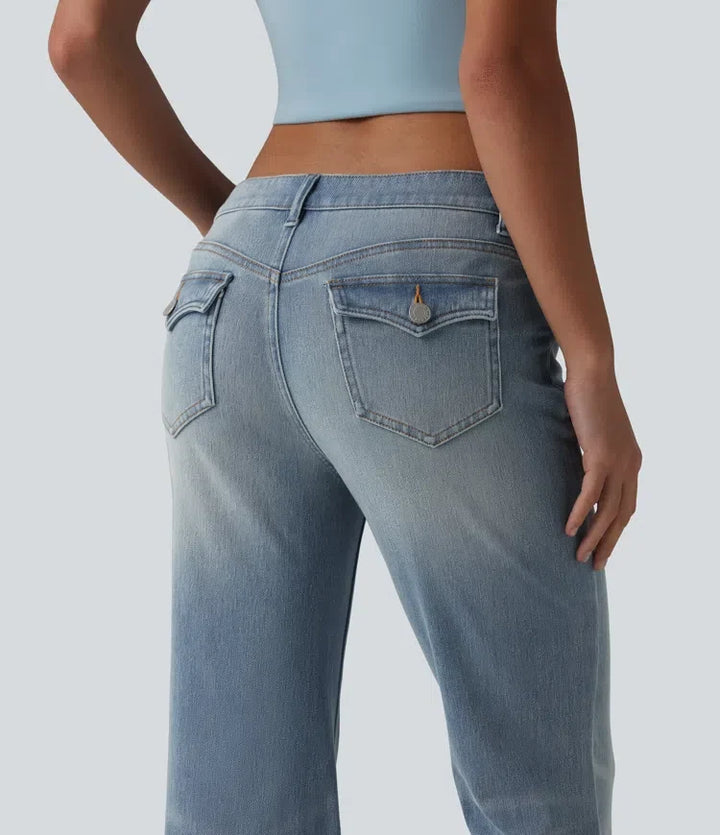Halara Flex med låg midja utsvängd vardagsjeans med fickor