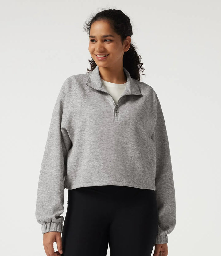 Halvpolo långärmad dragsko vardaglig sweatshirt