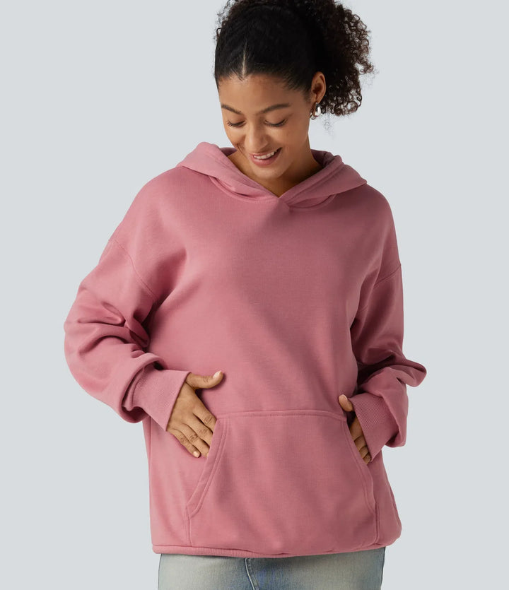 Med huva långärmad fleece vardaglig sweatshirt