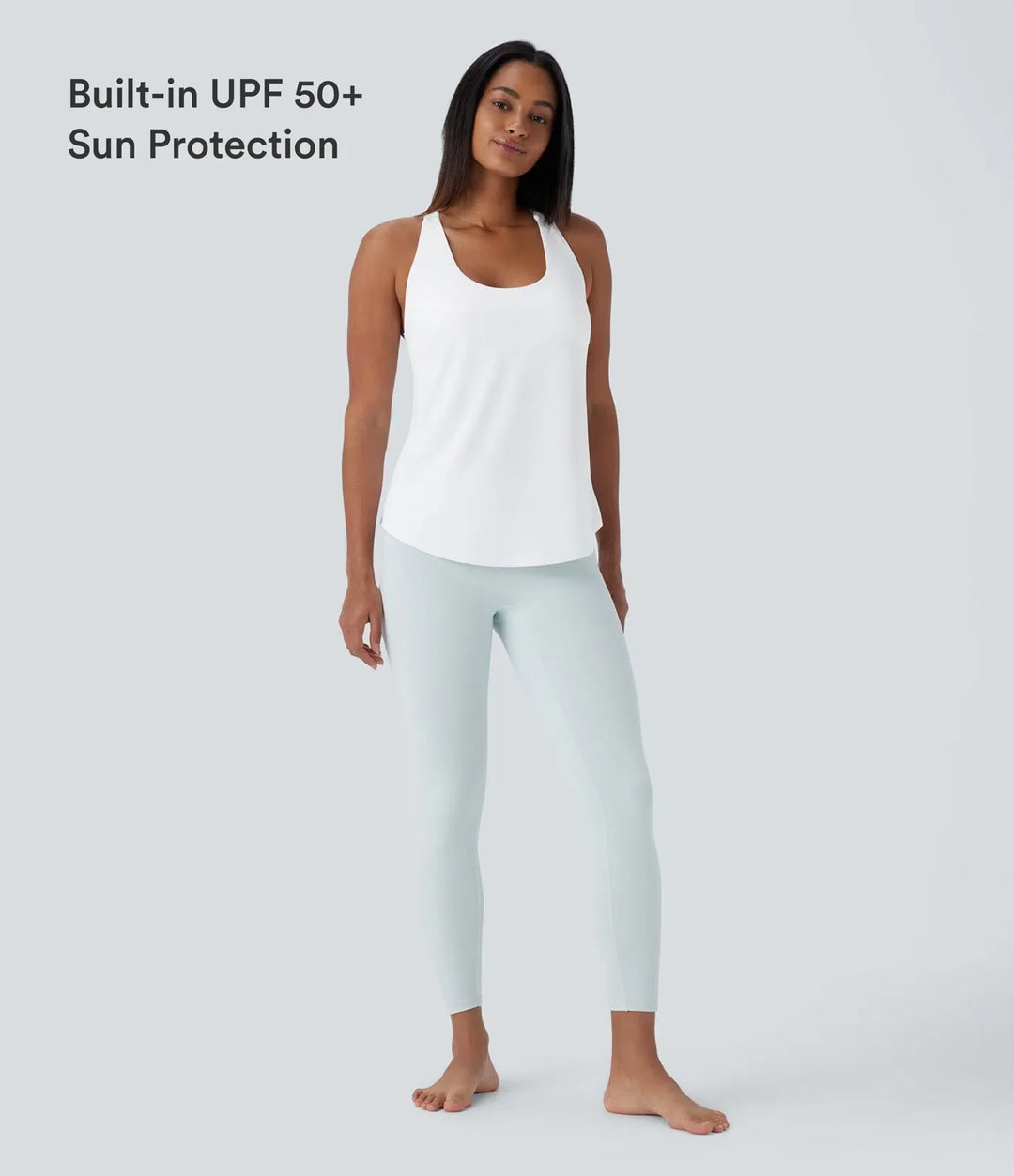 U-ringning rundad nederkant InstantCool yogalinne – UPF50+