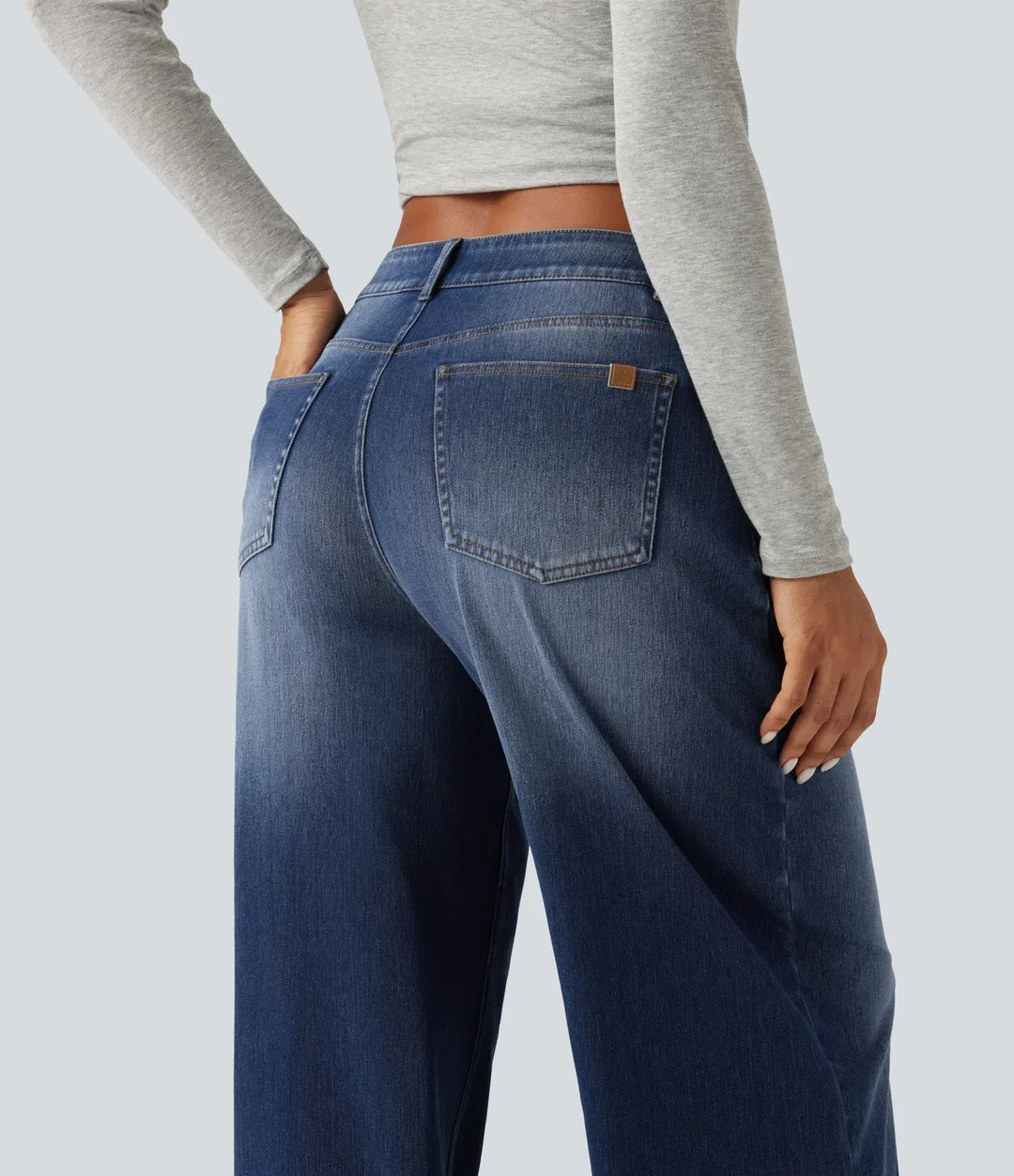 Lyckera Flex medelhög midja baggy vardagsjeans med fickor
