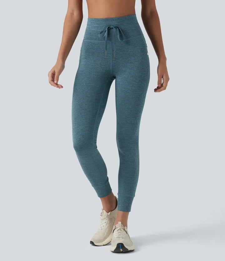 Halara UltraSculpt melerad med hög midja dragsko snabbtorkande yoga 7/8 leggings med fickor