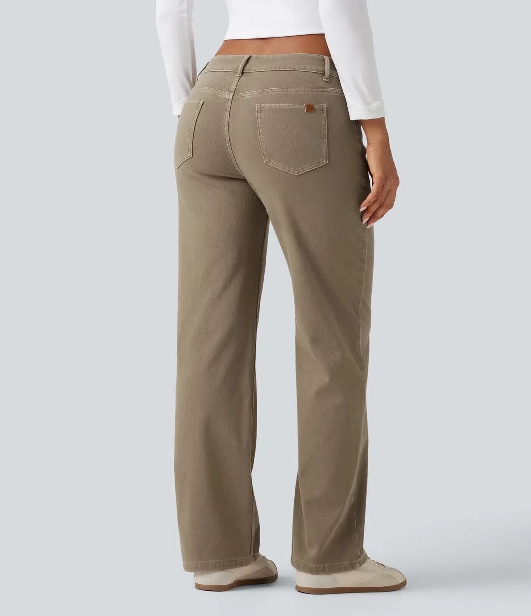 Lyckera Flex låg midja asymmetrisk raka ben färgstark vardagsjeans med fickor