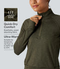 Halv dragkedja tumhål snabbtorkande fleece vardaglig melerad sweatshirt med fickor-UPF40+