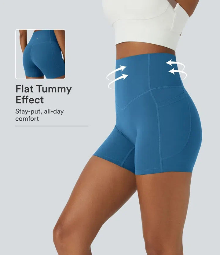 Lyckera UltraSculpt högmidjad magkontroll sidoficka formande träning bikershorts 5&