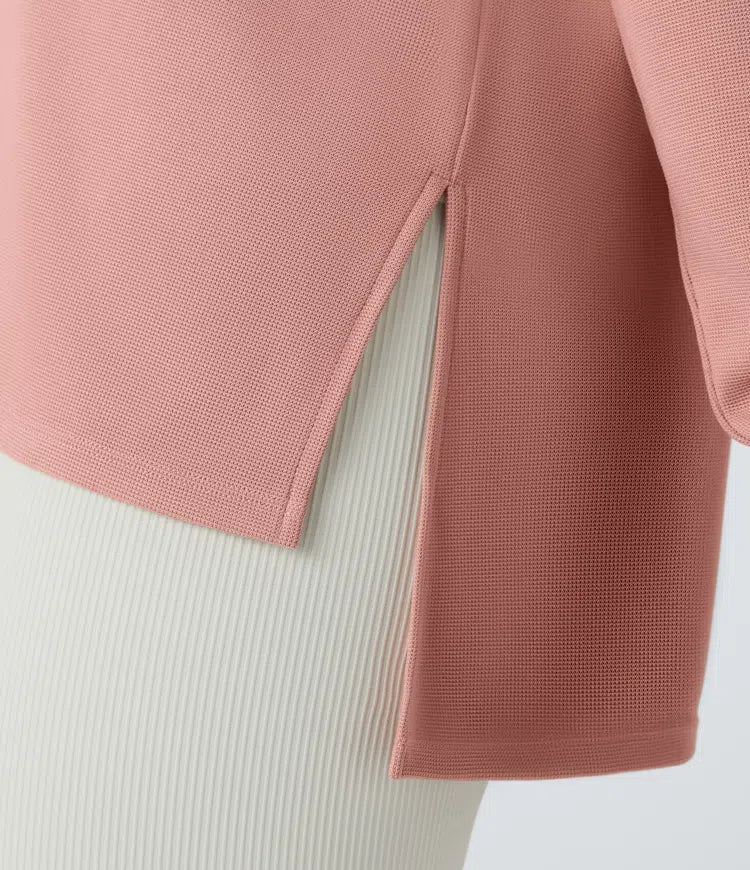 Front tumhål våffelstruktur vardaglig sweatshirt