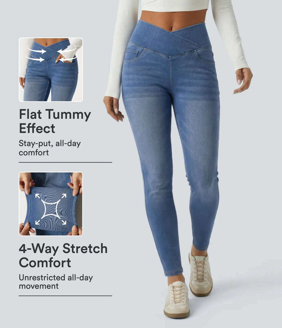Lyckera Flex högmidjad magkontroll crossover skinny vardagsjeans med fickor