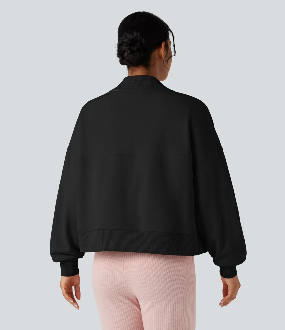 Långärmad vardaglig oversized bomull sweatshirt med fickor