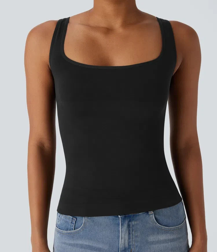 OneForm sömlös följsam fyrkantig halsringning avkoppling shapewear linne
