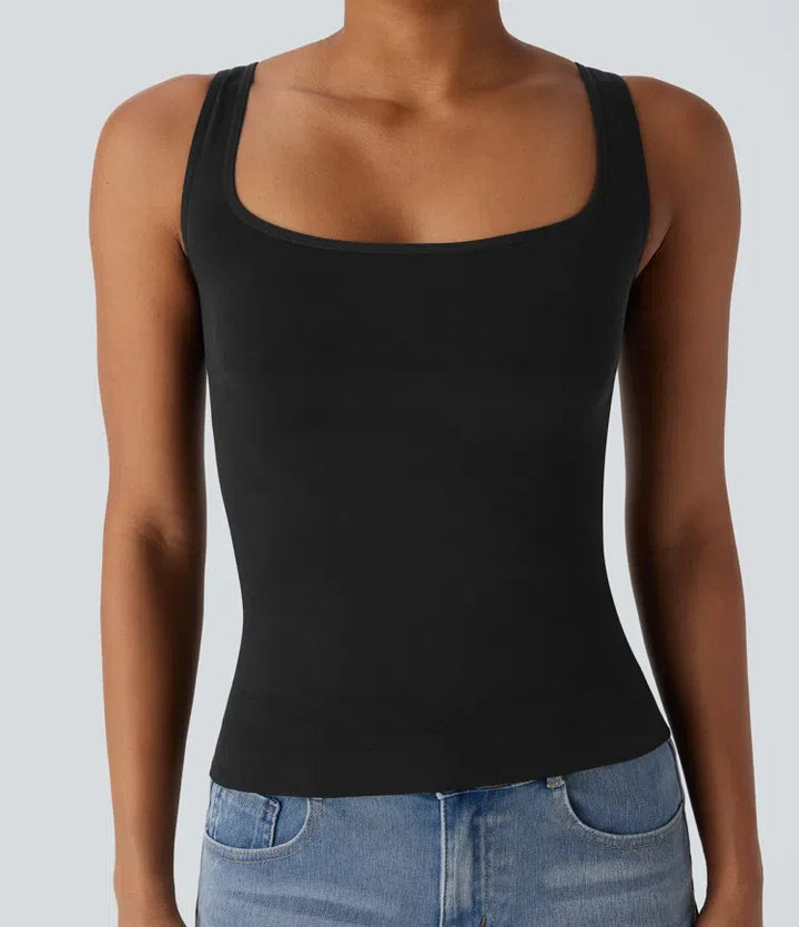 OneForm sömlös följsam fyrkantig halsringning avkoppling shapewear linne