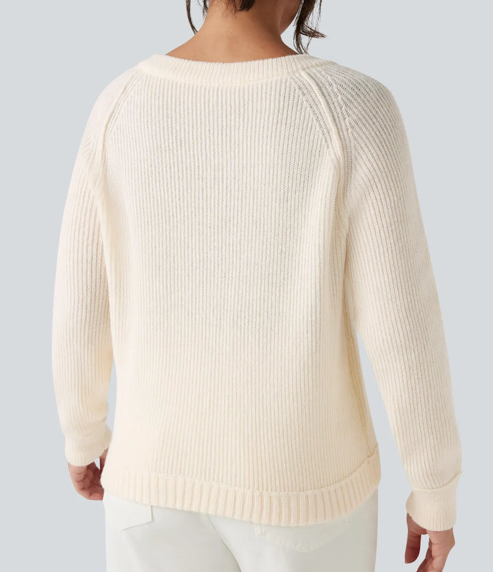 Rund hals långärmad vardaglig cardigan