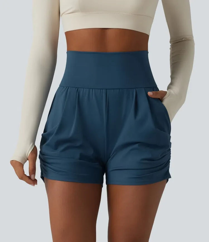 SoftlyZero luftig högmidjad rynkat InstantCool yoga shorts 3&