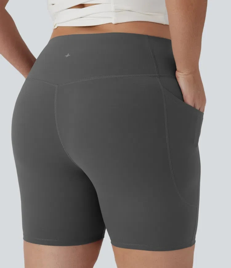 Halara UltraSculpt med hög midja och magkontroll formande träning plusstorlek cykelshorts 7&