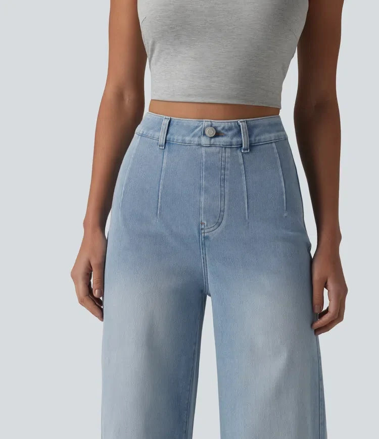 Halara Flex med hög midja och magkontroll vida ben vardagsjeans med fickor