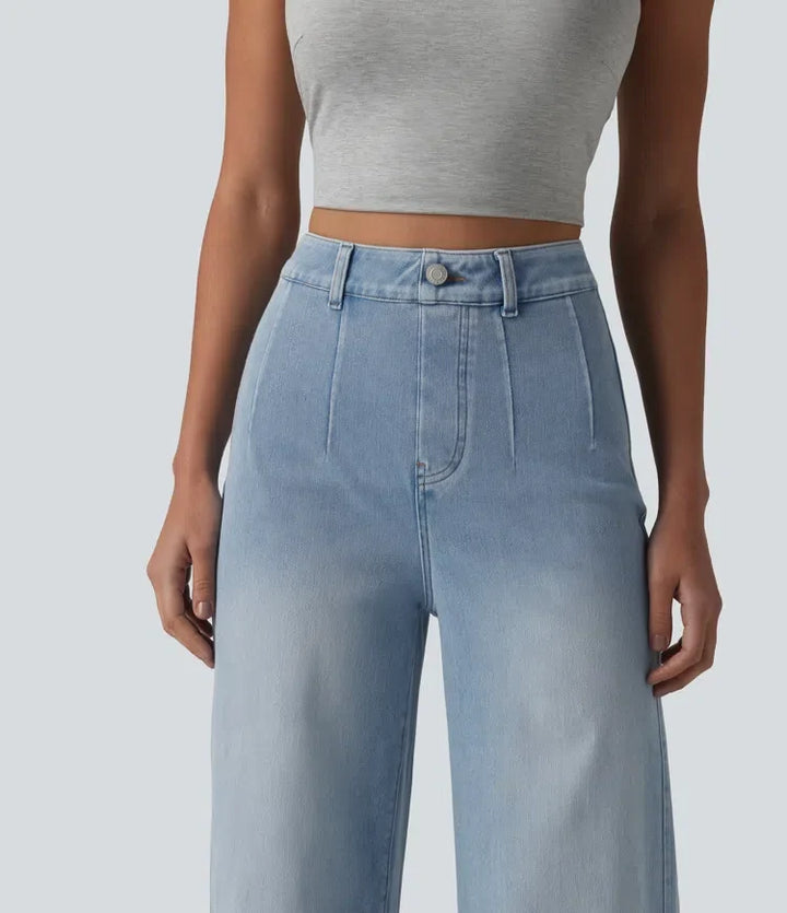 Halara Flex med hög midja och magkontroll vida ben vardagsjeans med fickor